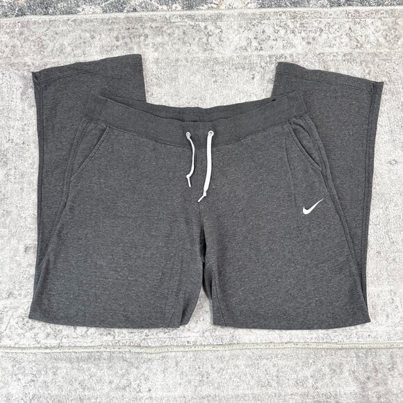 Nike Other - Grey Nike Fleece Sweatpants White Swoosh Drawstring Athletic Sweats